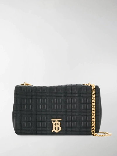 Shop Burberry Quilted Check Lola Bag In Black