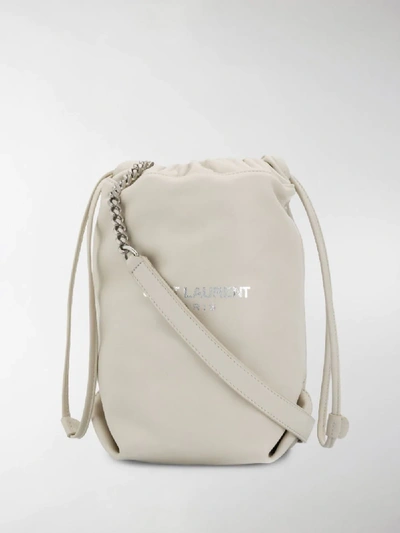 Shop Saint Laurent Teddy Bucket Bag In White