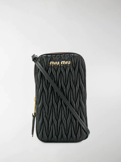 Shop Miu Miu Matelassé Mini Shoulder Bag In Black