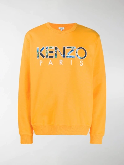 Shop Kenzo Embroidered Logo Sweatshirt In Orange
