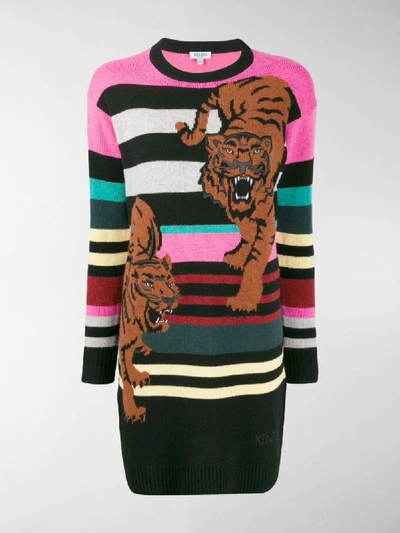Shop Kenzo Double Tiger Jumper Dress In Brown