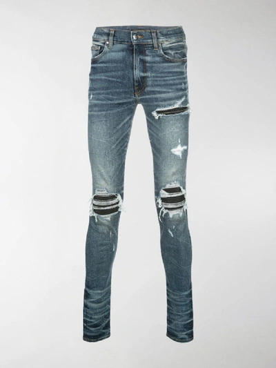 Shop Amiri Skinny Biker Jeans In Blue