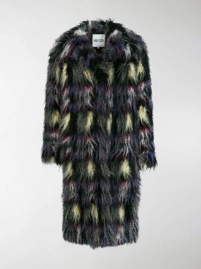 Shop Kenzo Fuzzy Faux Fur Coat In Grey