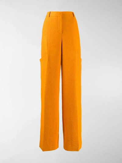 Shop Jacquemus Tailored Wide Leg Trousers In Orange