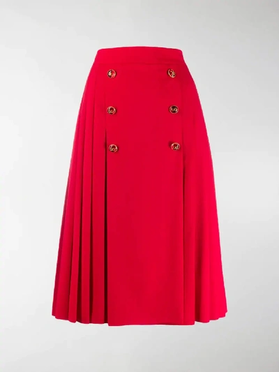 Shop Dolce & Gabbana Pleated Midi Skirt In Red