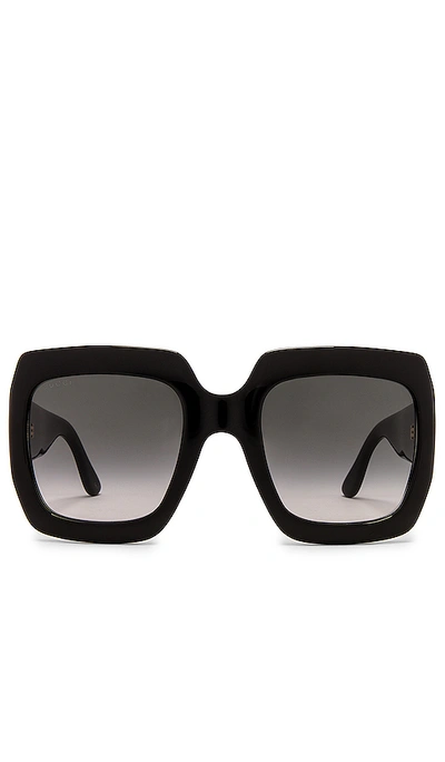 Shop Gucci Pop Web Square Sunglasses In 黑色&灰色