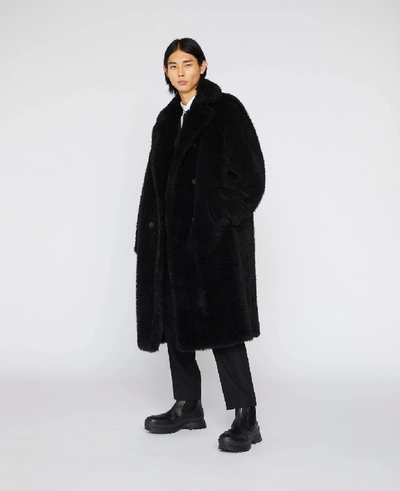 Shop Stella Mccartney Black Lance Fur Free Fur Coat