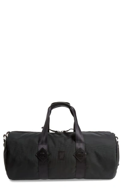 Shop Topo Designs Classic Duffel Bag In Ballistic Black/ Black Leather