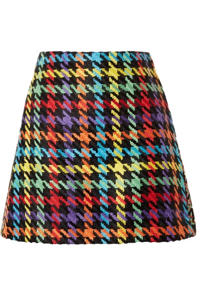 Shop Alice And Olivia Darma Houndstooth Tweed Mini Skirt In Pink