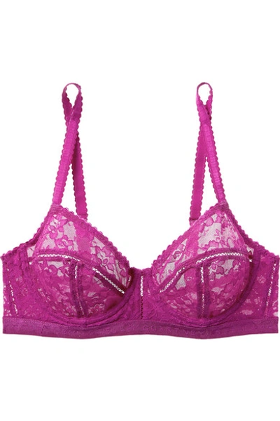 Shop Stella Mccartney Lina Longing Picot-trimmed Stretch-lace Underwired Balconette Bra In Magenta