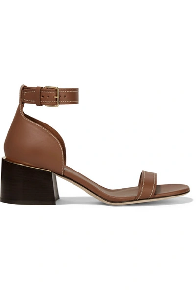 Shop Burberry Leather Sandals In Brown