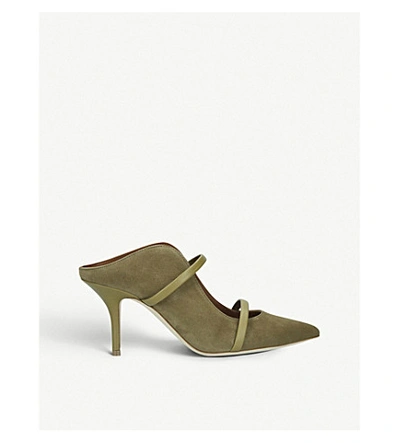 Shop Malone Souliers Maureen 70 Suede Mules In Khaki