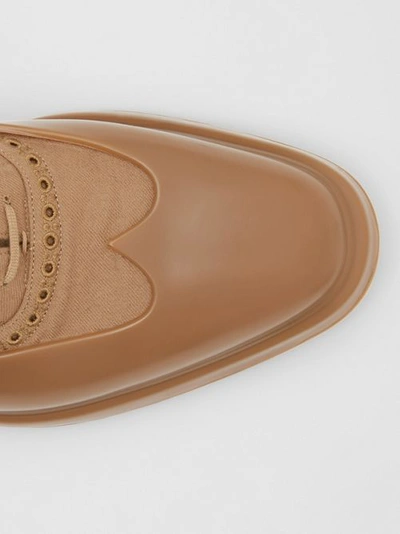 Shop Burberry Toe Cap Detail Wool Oxford Brogues In Warm Camel