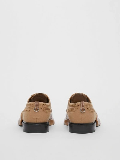 Shop Burberry Toe Cap Detail Wool Oxford Brogues In Warm Camel