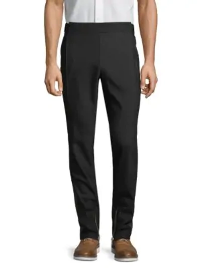 Shop Balmain Zip Cuff Wool-blend Pants In Black