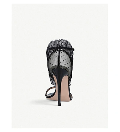 Shop Gianvito Rossi Beatrice Ruffled Mesh And Patent Leather Pumps In Black