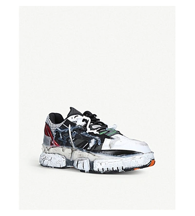 Shop Maison Margiela Fusion Leather And Mesh Low-top Trainers In White/comb