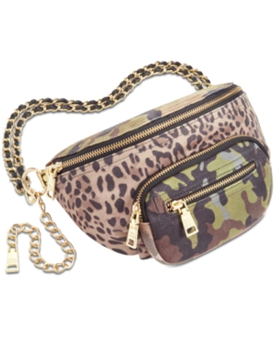 Shop Steve Madden Summit Belt Bag In Khaki/gold