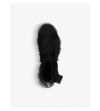 Shop Red Valentino Glam Run Ribbon-appliqué Stretch-knit Trainers In Black