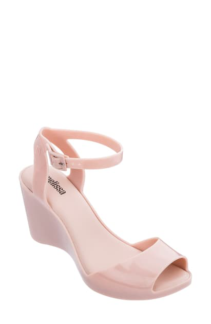 baby pink wedge heels