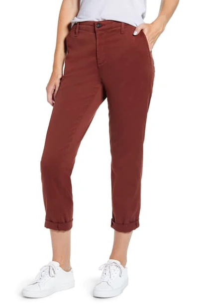 Shop Ag Caden Crop Twill Trousers In Rich Crimson