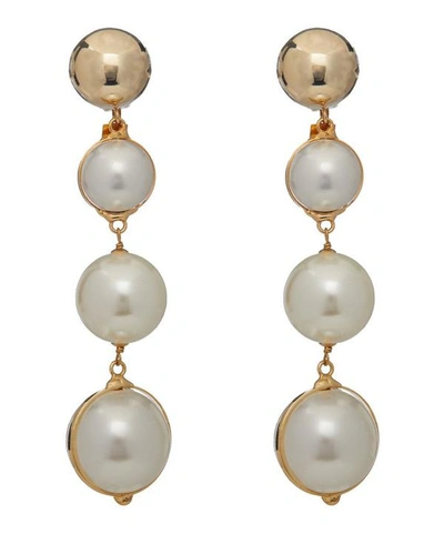Shop Rosantica Gold-tone Epica Faux Pearl Clip-on Drop Earrings
