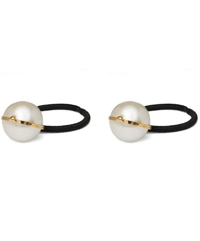 Shop Rosantica Epica Faux Pearl Hair Ties Set Of Two In White