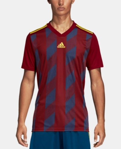 Shop Adidas Originals Adidas Men's Striped Soccer Jersey In Collegiate Burgundy/bright Yellow