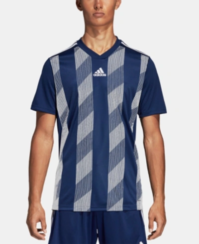 Shop Adidas Originals Adidas Men's Striped Soccer Jersey In Dark Blue/white