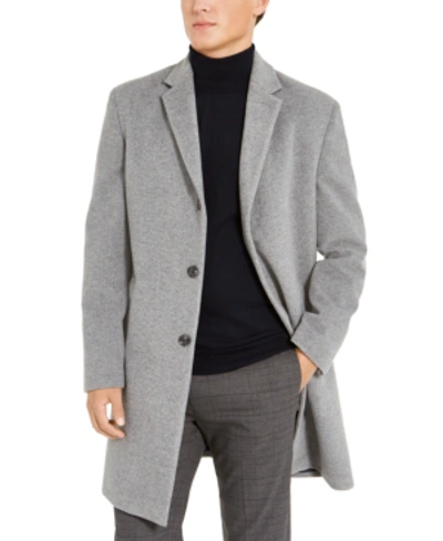 Shop Tommy Hilfiger Men's Addison Wool-blend Trim Fit Overcoat In Light Grey