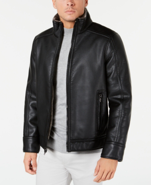 calvin klein faux shearling moto jacket