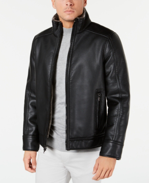 calvin klein men's faux leather jacket