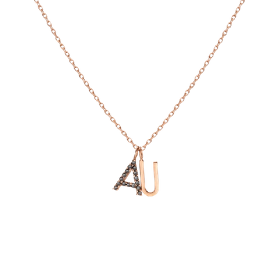 Shop Aurate Double Mini Letter Charm Pendant With White Diamonds 14k (a) In Gold