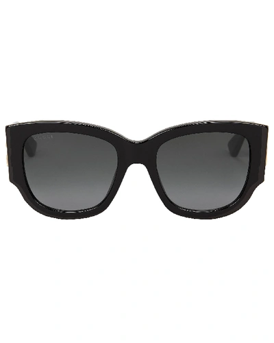 Shop Gucci Wayfarer Oversized Striped Sunglasses In Black