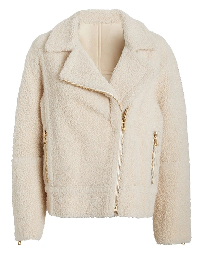 Shop Yves Salomon Reversible Merinillo Shearling Jacket In Cream