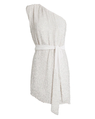 Shop Retroféte Ella One-shoulder Sequin Dress In White