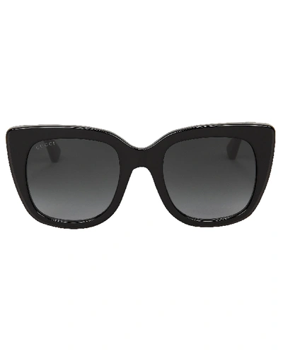 Shop Gucci Oversized Cat Eye Sunglasses In Black