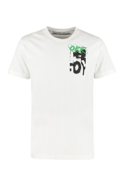 Shop Off-white Printed Cotton T-shirt In White