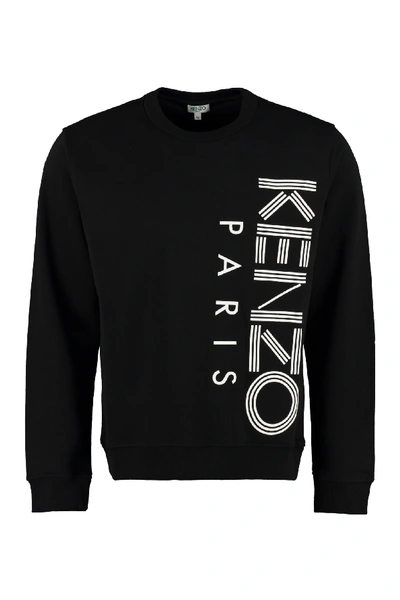 Shop Kenzo Logo Print Cotton Sweatshirt In Black