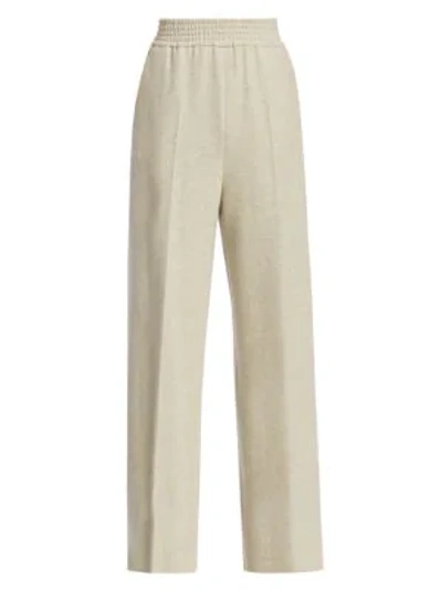 Shop Agnona Wool & Cashmere Flannel Pants In Travertine
