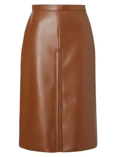 Shop Burberry Women's Faux-leather Pleat Skirt In Chestnut Multi