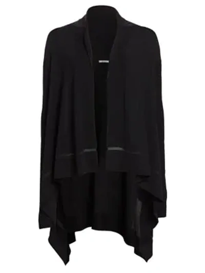 Shop Wolford Mantella Virgin Wool Poncho Cardigan In Black