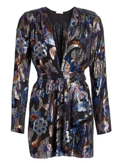 Shop Ramy Brook Shaina Lurex Silk Jacquard Dress In Multi