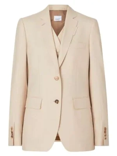 Shop Burberry Women's Mohair & Silk-blend Integral Vest Jacket In Sesame