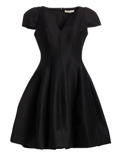 Shop Halston Cotton & Silk Cocktail Dress In Black