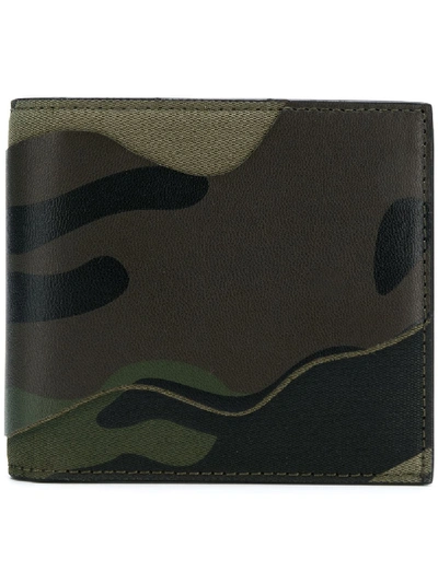 Shop Valentino Camouflage Print Wallet In Green