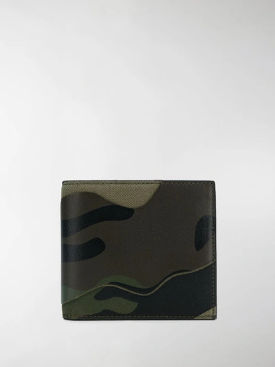 Shop Valentino Camouflage Print Wallet In Green