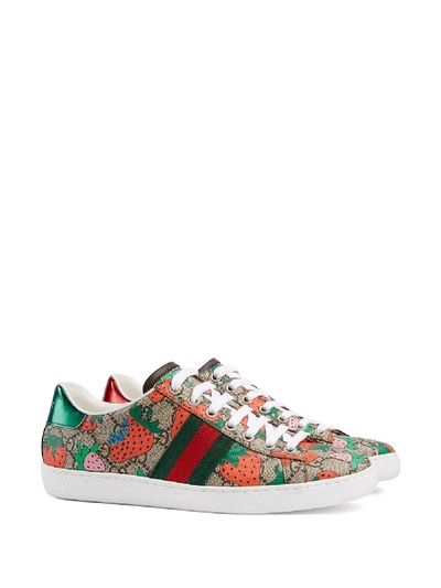 Shop Gucci Strawberry Ace Trainers
