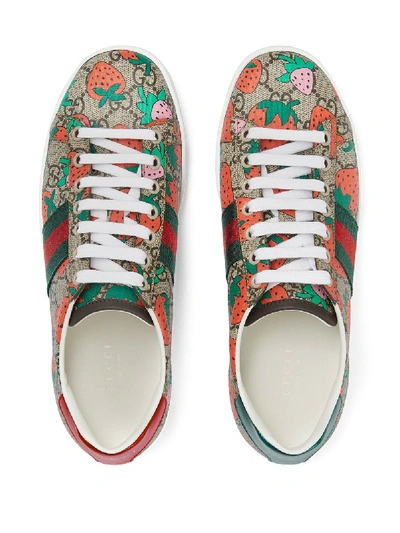 Shop Gucci Strawberry Ace Sneakers