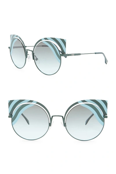 Shop Fendi 53mm Cat Eye Sunglasses In Matt Blue Green